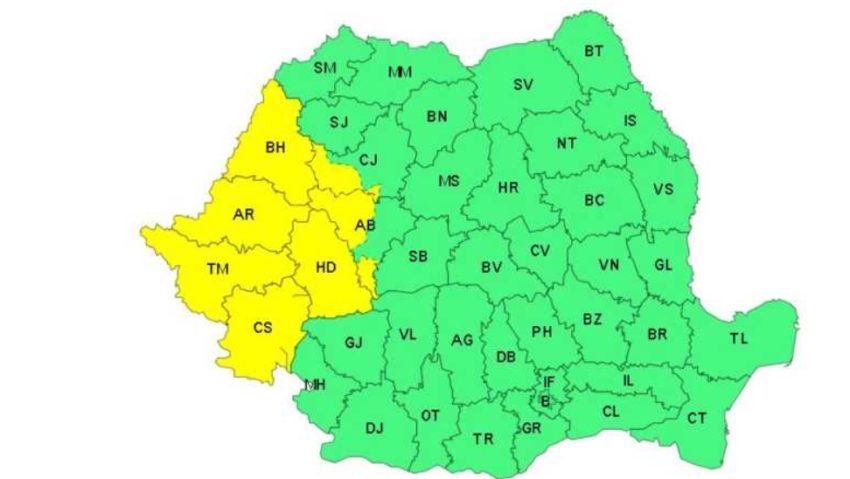 Ce județe din vestul țării sunt afectate de ploi torențiale și vijelii joi?  - Stiri Resita