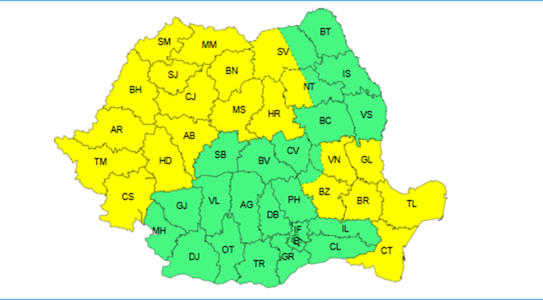 Ce surprize ne așteaptă în Arad și alte 20 de județe cu acest cod galben de vreme severă?