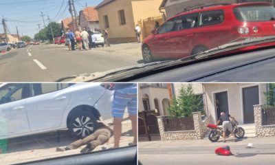 Ce s-a întâmplat când un motociclist a lovit o mașină parcată în Aradul Nou?