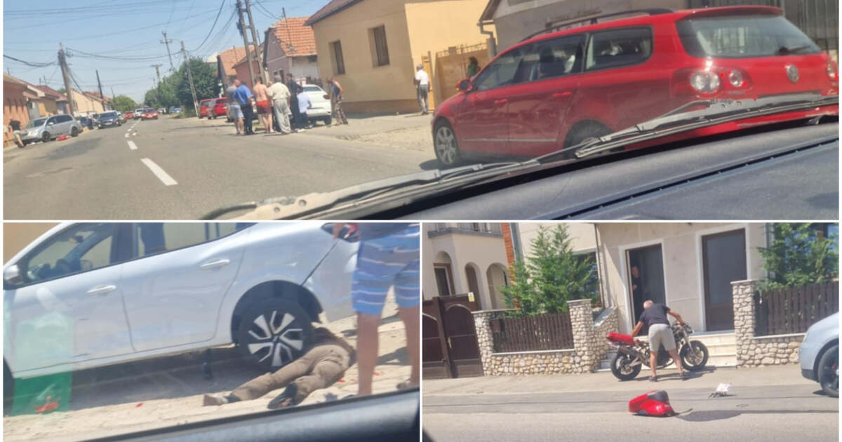 Ce s-a întâmplat când un motociclist a lovit o mașină parcată în Aradul Nou?
