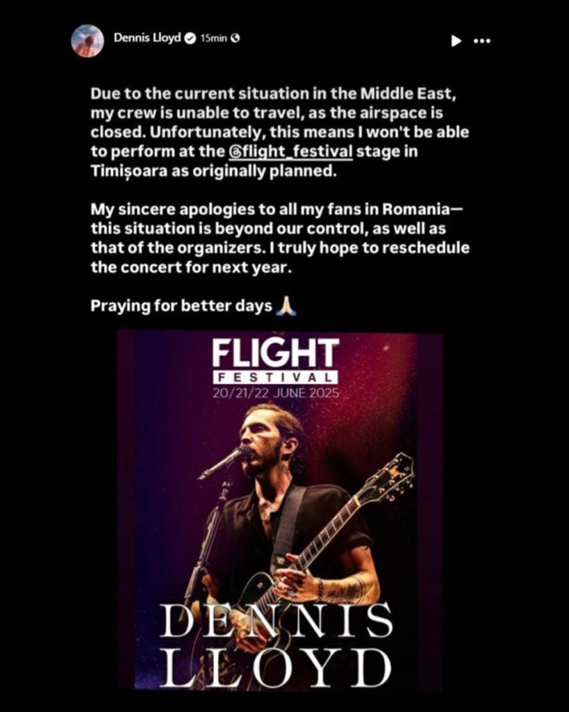 De ce s-a anulat concertul lui Dennis Lloyd de la Flight Festival Timișoara?